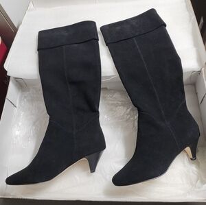 Black leather knee high Steve Madden boots